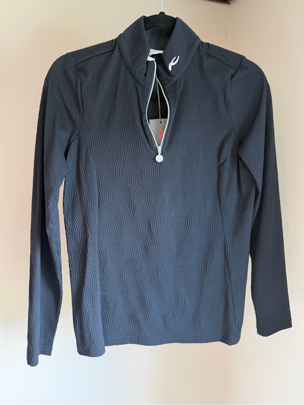 KJUS Textured UPF Protection Quarter-Zip Midlayer in Black